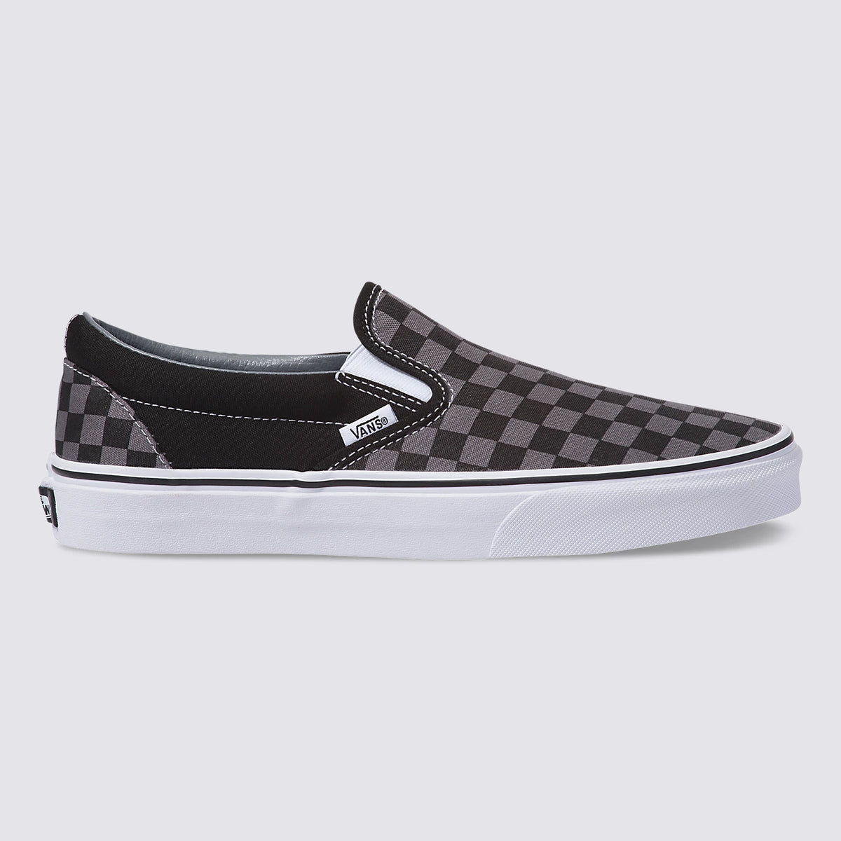 Vans white and black online checkerboard slip on