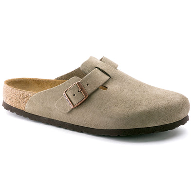 BIRKENSTOCK BOSTON SOFT FOOTBED SUEDE LEATHER TAUPE-NARROW FIT