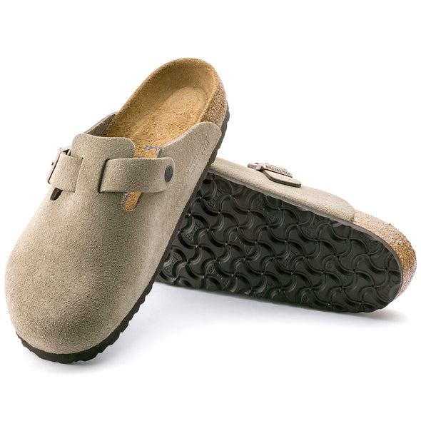 BIRKENSTOCK BOSTON SOFT FOOTBED SUEDE LEATHER TAUPE-NARROW FIT