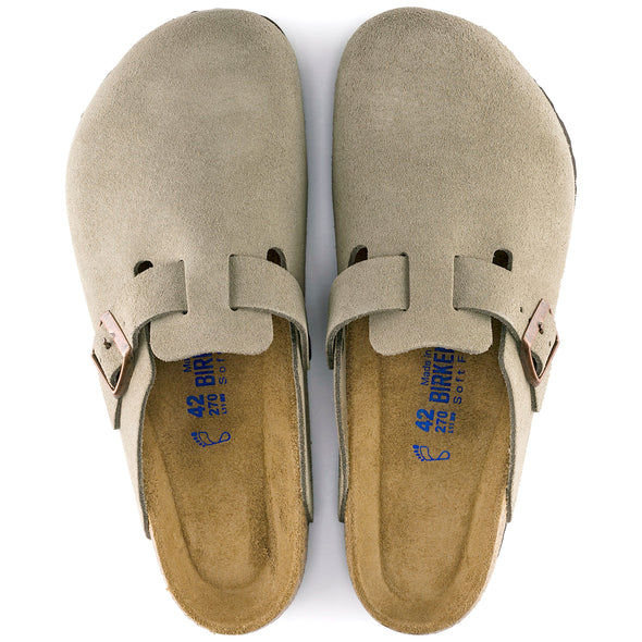 BIRKENSTOCK BOSTON SOFT FOOTBED SUEDE LEATHER TAUPE-NARROW FIT