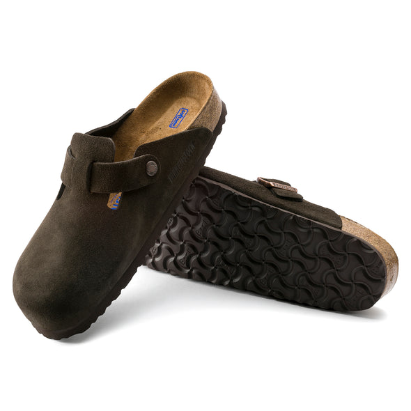 BIRKENSTOCK BOSTON SOFT FOOTBED SUEDE LEATHER MOCHA-REGULAR FIT