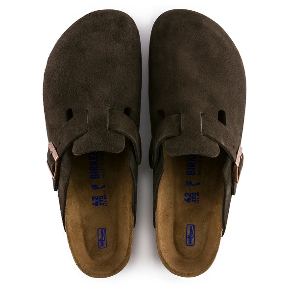 BIRKENSTOCK BOSTON SOFT FOOTBED SUEDE LEATHER MOCHA-NARROW FIT