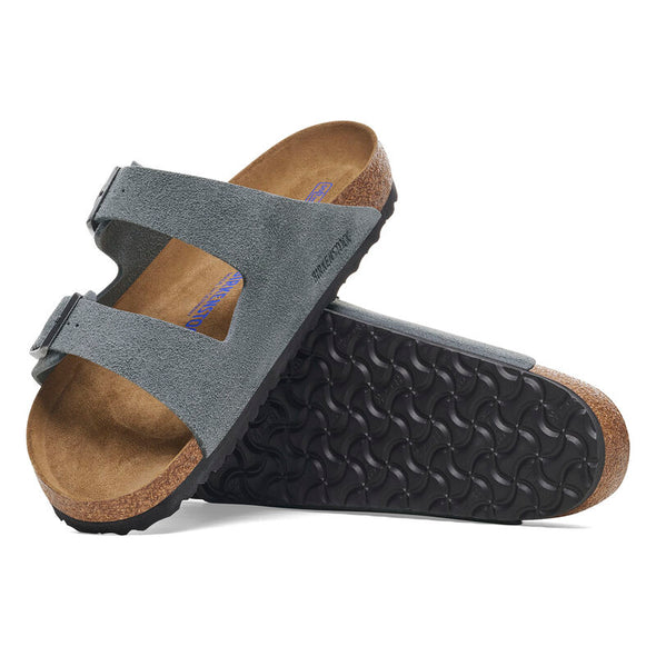 BIRKENSTOCK ARIZONA SOFT FOOTBED SUEDE LEATHER BASALT GRAY-REGULAR FIT