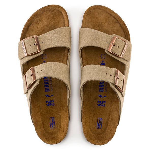 BIRKENSTOCK ARIZONA SOFT FOOTBED SUEDE LEATHER TAUPE-NARROW FIT