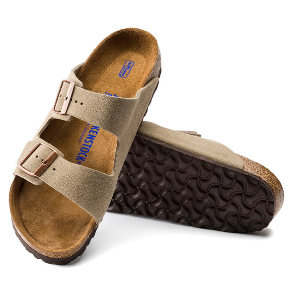 BIRKENSTOCK ARIZONA SOFT FOOTBED SUEDE LEATHER TAUPE-NARROW FIT